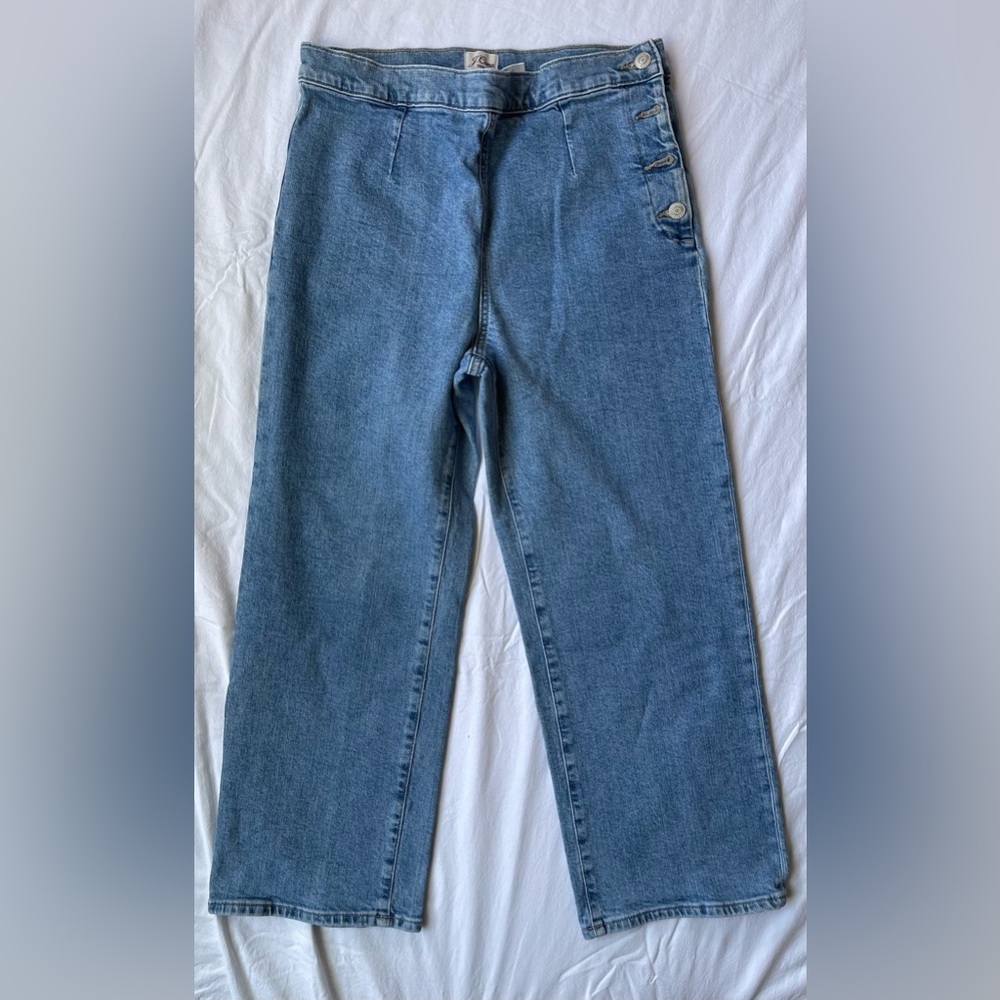 Jcrew side button Jean sz 30 slim wide leg style